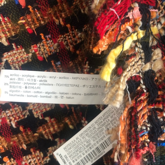 NWT Zara Rainbow Tweed Sweater Jacket with Fringe sz XS - Picture 9 of 10